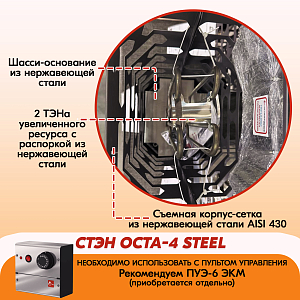 Электрическая каменка СТЭН ЭКМ 4 Octa steel 